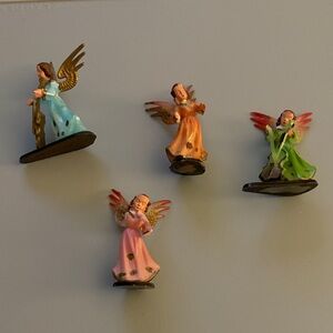 Vtg Hong Kong Plastic Angels Playing Musical Instruments Set Of 5